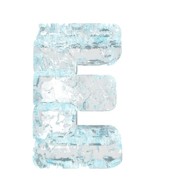 Symbol made of ice. letter e