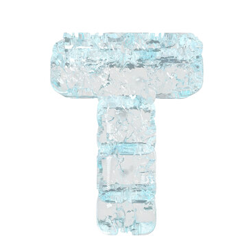 Symbol made of ice. letter t