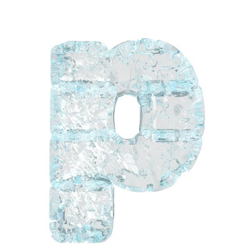 Symbol made of ice. letter p