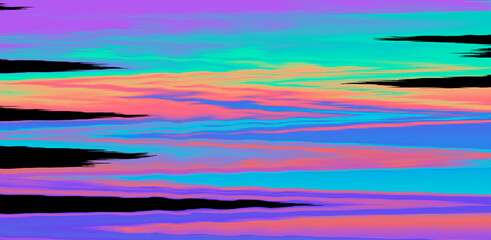 Aufkleber - Glitched and distorted holographic background with pixel sorting effect. Analog TV or computer screen.