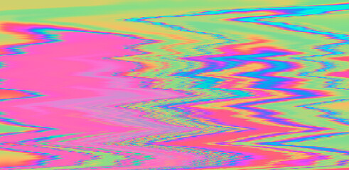 Aufkleber - Glitched and distorted holographic background with pixel sorting effect. Analog TV or computer screen.