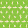 Mid century modern white starbursts seamless pattern on lime green background. For home décor, fabric, wallpaper and textile  