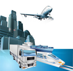 Wall Mural - Logistics city concept