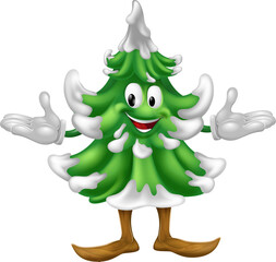 Wall Mural - Christmas tree mascot character