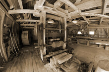Water Sawmill. Norway.Monochrome Sepia Image