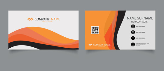 Business card with yellow waves. Simple fresh wave business card with yellow color design