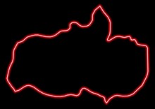 Red Glowing Neon Map Of Napo Ecuador On Black Background.