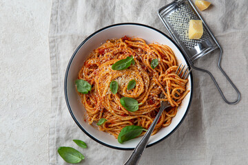 Canvas Print - spaghetti pasta with tomato sauce