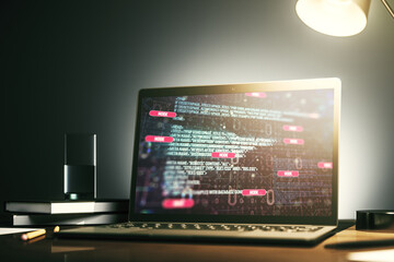 Aufkleber - Modern computer monitor with abstract programming language, research and development concept. 3D Rendering