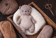 Handmade crocheted bear toys, amigurumi.