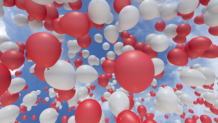 Wall Mural - Color Balloons rising up to the sky 3D illustration.