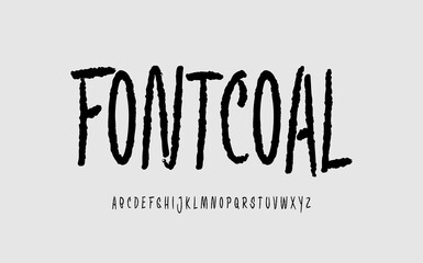 Fototapete - Coal font. Handwritten sketchy alphabet. School doodle style type for headline, logo, quotes, monogram, book, blog header, invitation, publishing, shirt, label, editorial. Vector typographic design