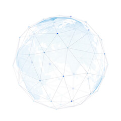  - Wire frame 3D mesh polygonal network line on white background with abstract planet, dots. 3D rendering.