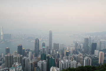  the sunset at Hong Kong, Aerial View of Victoria Harbour 2 April 2011