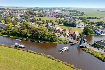 Canvas Print - Aerial from the traditional town Akkrum in Friesland the Netherlands