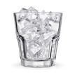 © Kuzmick - Faceted glass with ice cubes isolated on white.