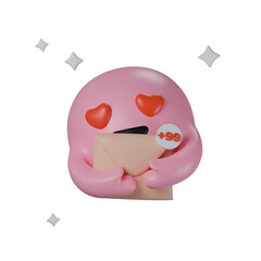 Poster - 3d Emoji and email and notification with clipping path. 3d render
