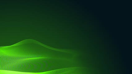 Abstract dot green wave gradient texture technology background.