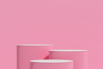 Fototapete - Background 3d scene with podium, minimal product display mock up scene and geometric shape object. 3d render
