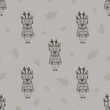 © fotoolic - A seamless autumn pattern with a cute hand-drawn deer character, a fall background with a doodle deer wearing a sweater