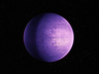 Wall Mural - Realistic purple planet. Fantastic planet in space, beautiful extrasolar world, super-earth from another galaxy.