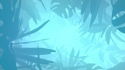 Wall Mural - 3D animation - Looped animated background of a jungle blue plant tunnel