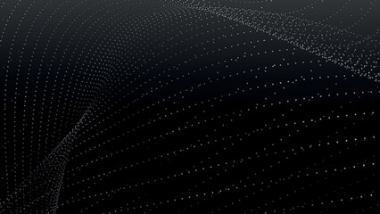 Poster - Wave of particles. Abstract background with a dynamic wave. Big data. Vector illustration.