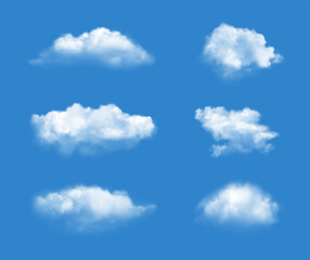 Wall Mural - clouded blue sky. perfect realistic summer white clouds isolated on azure background, beautiful natu