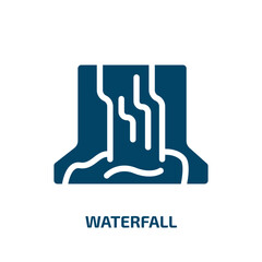 Poster - waterfall vector icon. waterfall, mountain, nature filled icons from flat africa concept. Isolated black glyph icon, vector illustration symbol element for web design and mobile apps
