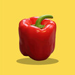 Eine rote Paprika auf gelben Hintergrund.