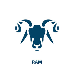 Poster - ram vector icon. ram, animal, technology filled icons from flat free animals concept. Isolated black glyph icon, vector illustration symbol element for web design and mobile apps