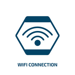 Poster - wifi connection vector icon. wifi connection, wifi, network filled icons from flat restaurant elements concept. Isolated black glyph icon, vector illustration symbol element for web design and mobile