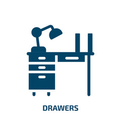 Poster - drawers vector icon. drawers, cabinet, furniture filled icons from flat workspace concept. Isolated black glyph icon, vector illustration symbol element for web design and mobile apps