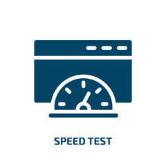 Poster - speed test vector icon. speed test, test, speed filled icons from flat marketing & seo concept. Isolated black glyph icon, vector illustration symbol element for web design and mobile apps