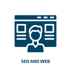 Poster - seo and web vector icon. seo and web, seo, computer filled icons from flat business and economy concept. Isolated black glyph icon, vector illustration symbol element for web design and mobile apps