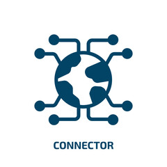 Poster - connector vector icon. connector, data, power filled icons from flat market and economy concept. Isolated black glyph icon, vector illustration symbol element for web design and mobile apps