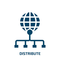 Poster - distribute vector icon. distribute, distribution, shipping filled icons from flat cryptocurrency concept. Isolated black glyph icon, vector illustration symbol element for web design and mobile apps