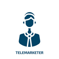 Aufkleber - telemarketer vector icon. telemarketer, contact, call filled icons from flat business concept. Isolated black glyph icon, vector illustration symbol element for web design and mobile apps
