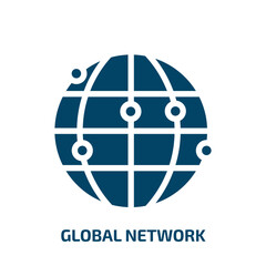 Poster - global network vector icon. global network, connection, communication filled icons from flat bitcoin concept. Isolated black glyph icon, vector illustration symbol element for web design and mobile