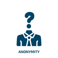 Poster - anonymity vector icon. anonymity, profile, person filled icons from flat cryptocurrency concept. Isolated black glyph icon, vector illustration symbol element for web design and mobile apps