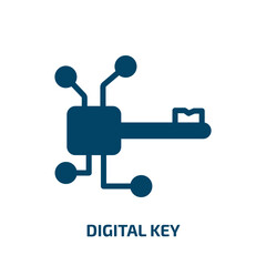 Poster - digital key vector icon. digital key, key, digital filled icons from flat cryptocurrency concept. Isolated black glyph icon, vector illustration symbol element for web design and mobile apps