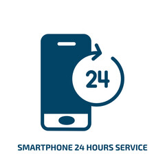 Poster - smartphone 24 hours service vector icon. smartphone 24 hours service, smartphone, phone filled icons from flat phone icons concept. Isolated black glyph icon, vector illustration symbol element for