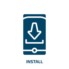 Poster - install vector icon. install, software, development filled icons from flat mobile functions concept. Isolated black glyph icon, vector illustration symbol element for web design and mobile apps
