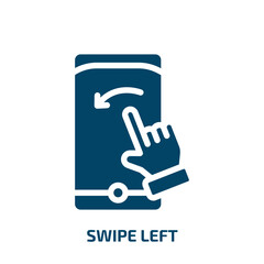 Poster - swipe left vector icon. swipe left, hand, left filled icons from flat mobile functions concept. Isolated black glyph icon, vector illustration symbol element for web design and mobile apps