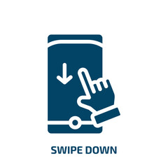 Poster - swipe down vector icon. swipe down, arrow, swipe filled icons from flat mobile functions concept. Isolated black glyph icon, vector illustration symbol element for web design and mobile apps