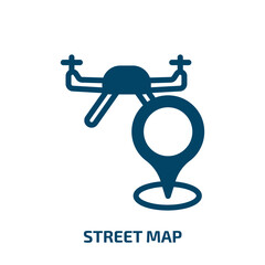 Poster - street map vector icon. street map, navigation, road filled icons from flat drone concept. Isolated black glyph icon, vector illustration symbol element for web design and mobile apps