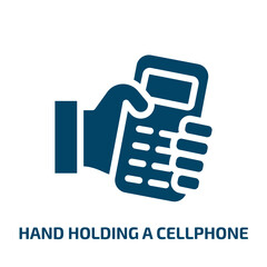 Poster - hand holding a cellphone vector icon. hand holding a cellphone, hold, phone filled icons from flat phoneset concept. Isolated black glyph icon, vector illustration symbol element for web design and