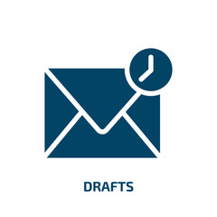 Poster - drafts vector icon. drafts, draft, work filled icons from flat email concept. Isolated black glyph icon, vector illustration symbol element for web design and mobile apps