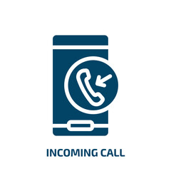 Poster - incoming call symbol vector icon. incoming call symbol, contact, incoming filled icons from flat mobile phones concept. Isolated black glyph icon, vector illustration symbol element for web design and