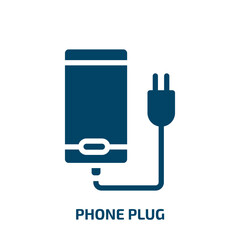 Poster - phone plug vector icon. phone plug, plug, internet filled icons from flat phoneset concept. Isolated black glyph icon, vector illustration symbol element for web design and mobile apps